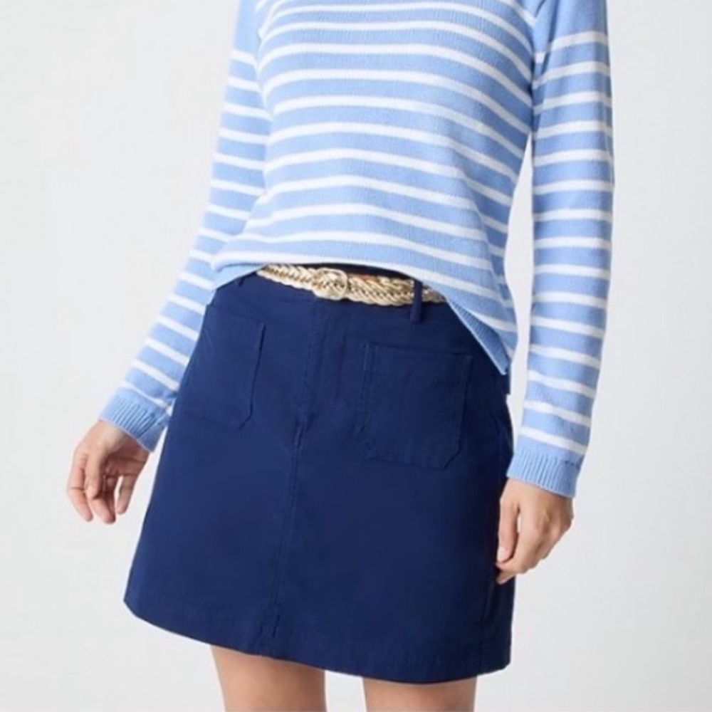 J.Crew Antique Navy Blue‎ Lizzie Patch Pocket Mini Skirt Size 10 NWT